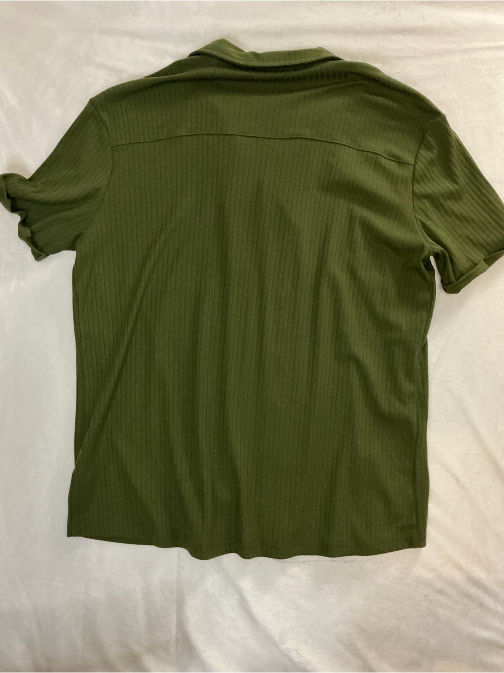 Relaxed Olive Green Short-Sleeve Button-Down Shirt mens - Picture 4 of 5